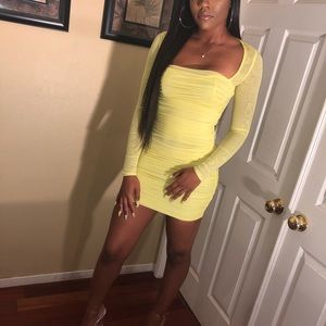 Long sleeve neon body con dress